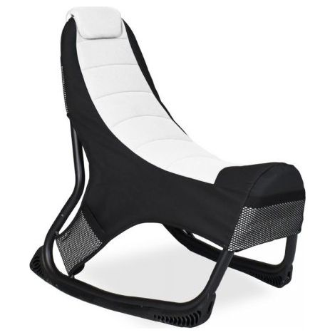 Sedia poltrona gaming in tessuto con base curva colore bianco e nero - Kordi