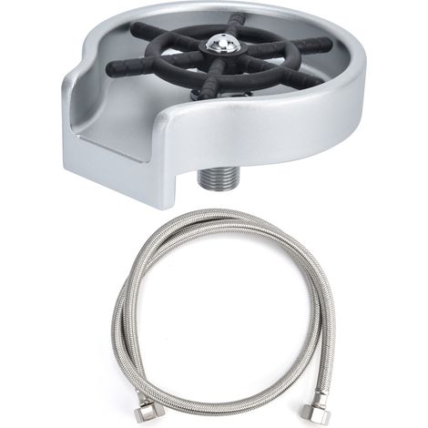 Évier de cuisine rinçeur de verre haute pression, lave-tasse automatique avec flexible, usage domestique et professionnel, argent et noir (1/5)