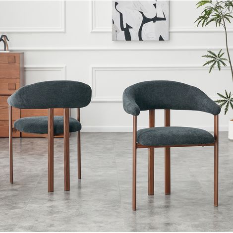 Poltrona moderna in lino nero con gambe in ferro, ergonomica e facile da montare,60×57.5×80.5cm (1/5)
