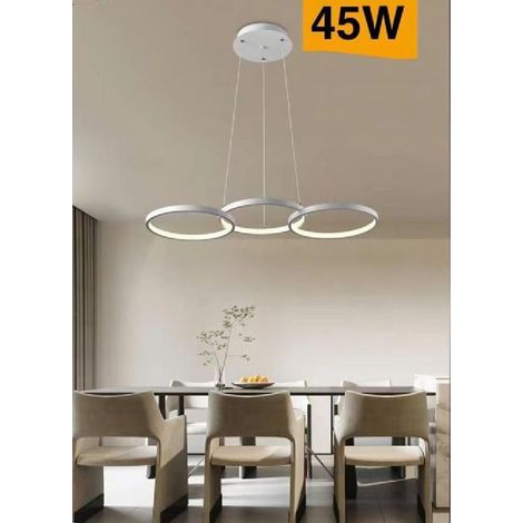 TRADE SHOP - Lampadario Moderno A Sospensione Led 3 Cerchi 45watt Luce 3000k 4000k 6500k B63b - -Bianco Caldo      -