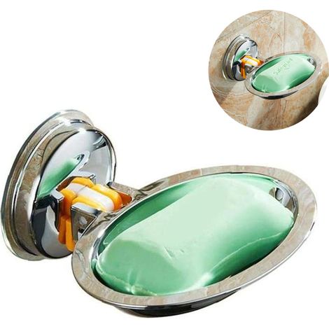 Support Savon - En Acier Inoxydable - Fixation Par Ventouse - Pour Salle De Bain Cuisine Et Douche - 1 Pièce (1/5)
