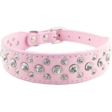 Collier Pour Chien - Cuir Souple Avec Strass Fixés En Alliage - Réglable 5 Positions - Pour Chiots Et Chiens De Petite Taille - 1 Pièce (1/5)