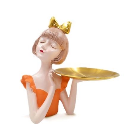 Decorazione Casa in Resina Vestito Arancio con Piatto 30 cm (1/2)