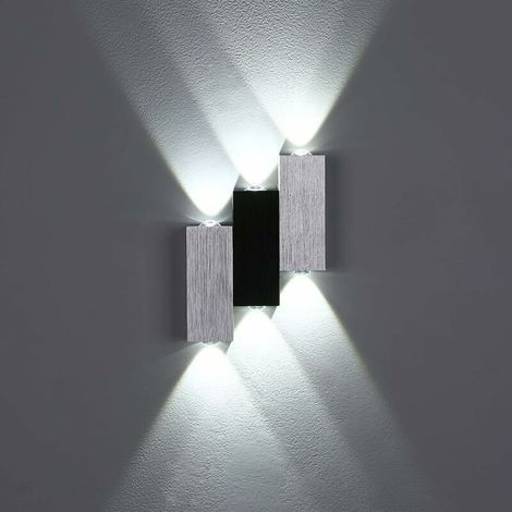 Applique Murale LED Intérieur Moderne Applique Murale 6W Aluminium Brossé Applique Murale Vers Le Haut Pour Salon Chambre Cuisine Applique Murale Blanc Froid (1/5)
