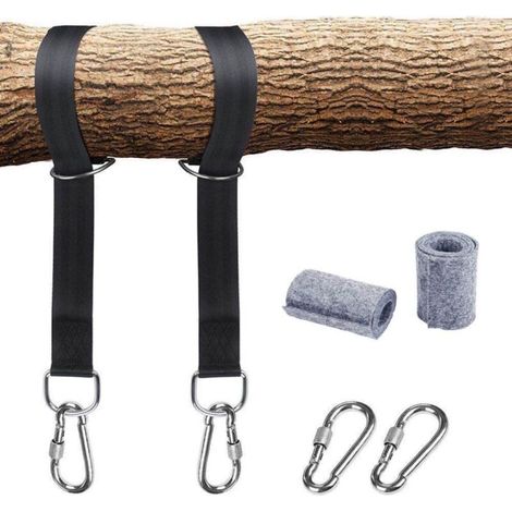 Filiyano-Sangle pour hamac, sangle pour balançoire d'arbre, fixation pour hamac pour arbre 2 x 150 cm avec anneau en D - Deux mousquetons - Charge (1/2)