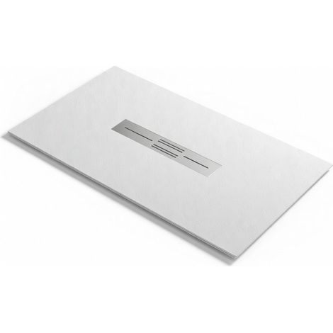 Piatto doccia in resina 80x200 cm effetto pietra con scarico centrale colore bianco MALIBU
