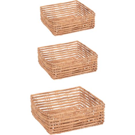 Table Passion - Set de 3 paniers carrés Fibre de palme (1/2)