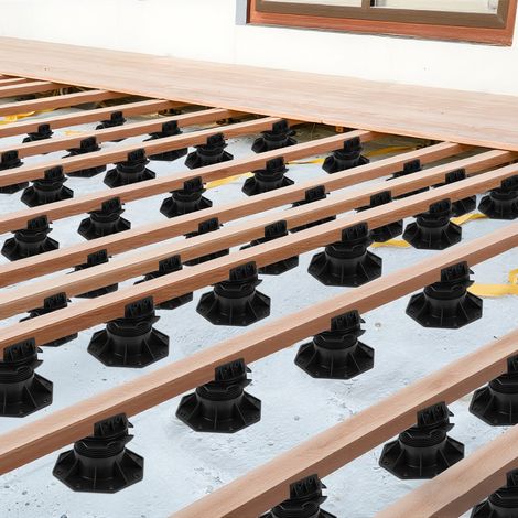 Jiubiaz Plot réglable pour terrasse bois composite 75-145 mm surface mate 0-5% pente 30 pièces (1/5)