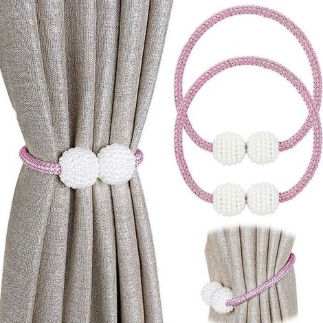 Embrasses De Rideaux Magnétiques Avec Boule Magnétique - Embrasses Décoratives Pour La Maison,La Décoration De Fenêtre -Rose (1/4)