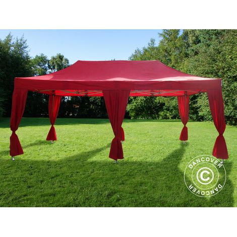 Faltzelt Faltpavillon Wasserdicht FleXtents PRO Steel 3x6m Rot, mit 6 Gardinen (1/5)