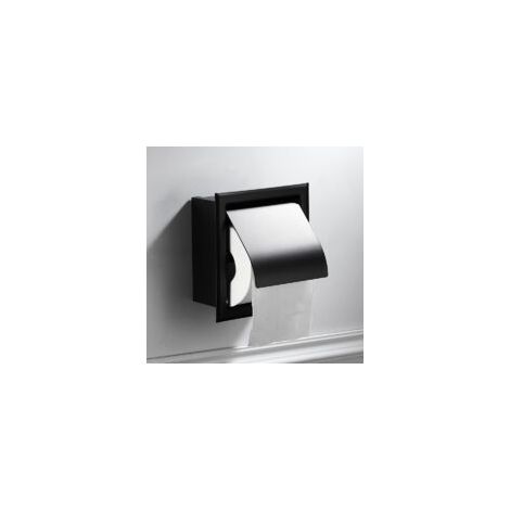 Portarotolo da bagno a incasso Crezuo in acciaio inox nero opaco.