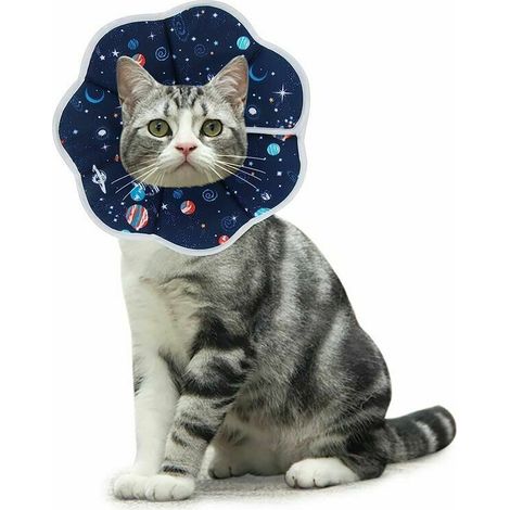 Collerettes pour Chat Anti-Morsure Protection Ajustable Collier de Récupération Comfy Cone pour Chat et Chiots,Bleu (S) (1/5)