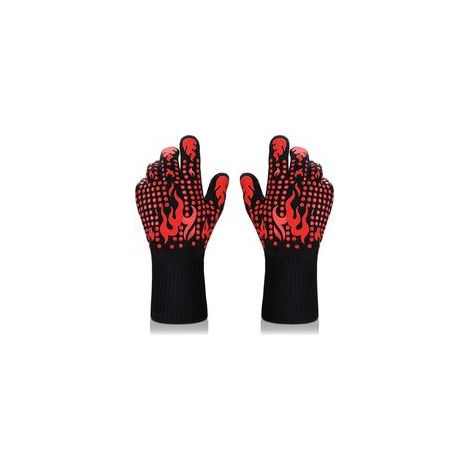 1 paire de gants de barbecue, gants de barbecue en silicone résistant à la chaleur jusqu'à 1472 °F, gants de four antidérapants, longs gants de cuisine pour griller, cuisiner, cuire au four, couper (r (1/5)