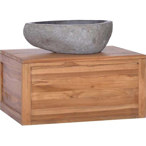 Armoire murale de salle de bain - Meuble de rangement 60x45x30 cm Bois de teck massif BV151701 - BonneVie (1/5)