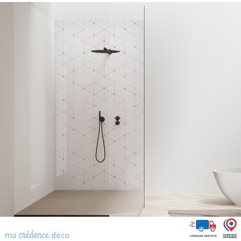 Panneau de douche : Formes triangles géométriques - Couleur Rose clair - Alu composite - 90 - 245 (1/2)