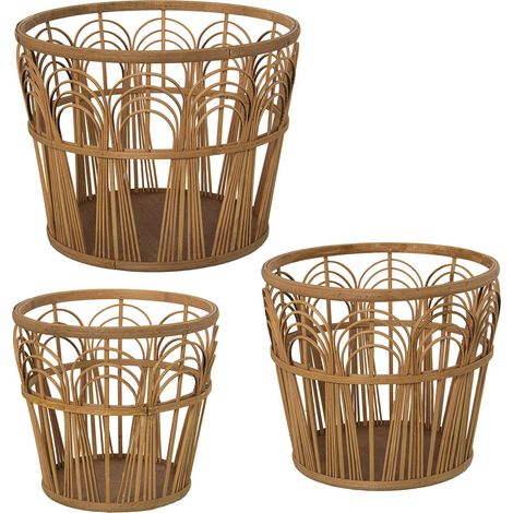 Cache-pot osier élégant pour style naturel et raffiné - Beige naturel tressé (1/4)