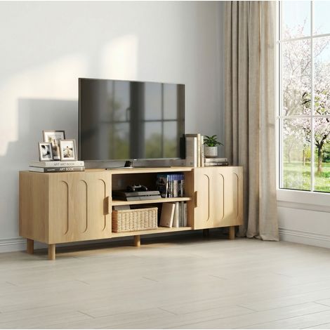 Mobile TV 140x40x48 cm rovere MDF - con passacavi e vano contenitore (1/5)