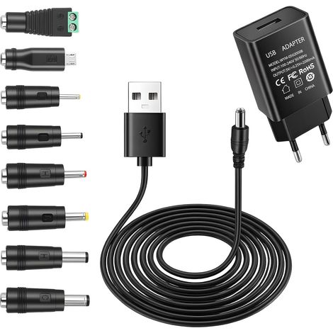 Bloc d'alimentation 5V 2A Adaptateur Secteur AC DC 8 Connecteurs, DC 1M (1/5)
