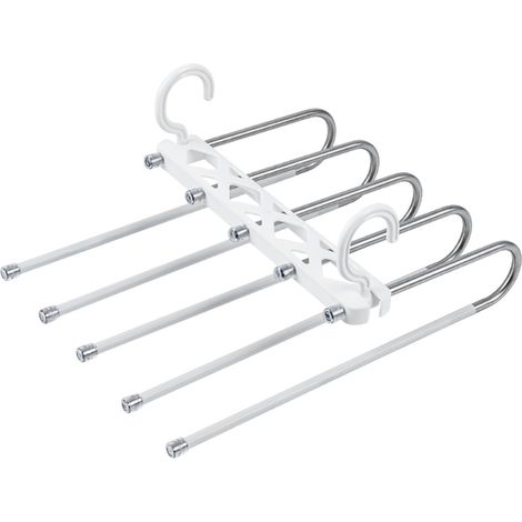 Porte-pantalons multifonctionnel 5 en 1, antidérapant et peu encombrant, en acier inoxydable, avec plusieurs niveaux de cintres (1/5)
