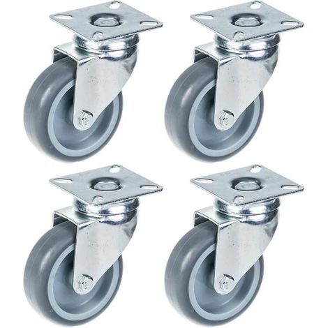 Roulette - Zhongshan Longway - 75mm - Gummi - Drehbar - Tragfähigkeit 240kg (Set von 4)