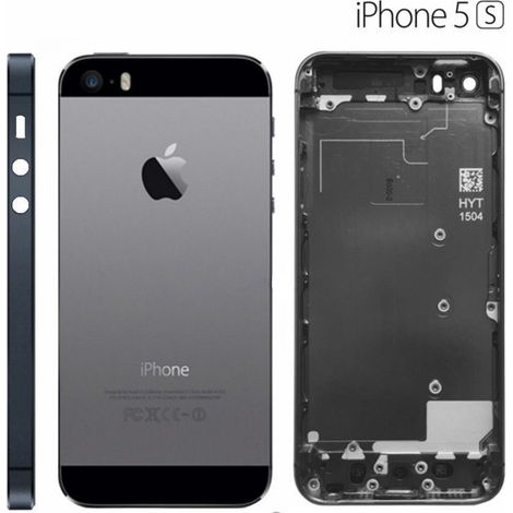 Trade Shop - Shell Rear Panel Black Back Cover Key Volume Button Slot Sim Iphone 5s -
