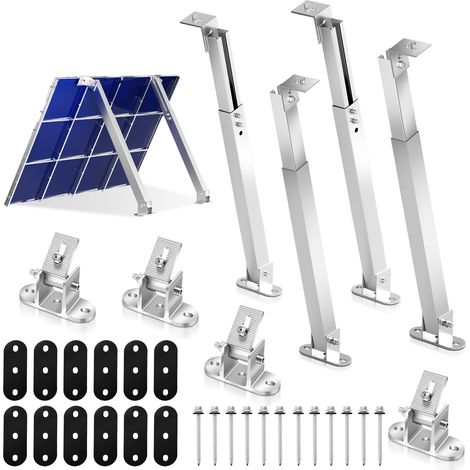 Randaco Set di 4 staffe di montaggio per centrale elettrica da balcone Supporto regolabile per pannelli solari per impianti fotovoltaici Angolo di inclinazione 15-30°.