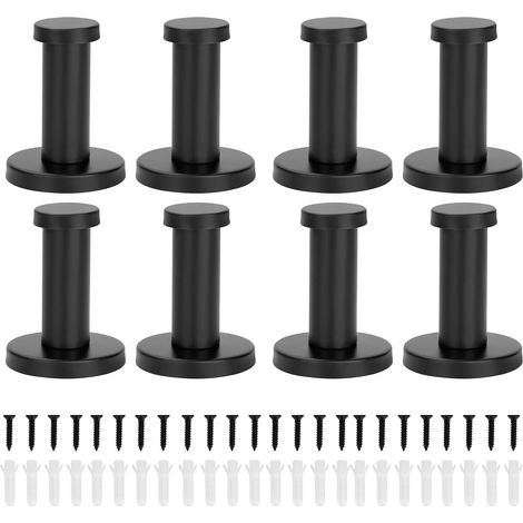8 pièces Patère Noire,55 mm en Acier Inoxydable Crochet Peignoir Mural,- Noir mat - Inoxydable - Robuste et moderne - Pour salle de bain, cuisine, chambre à coucher et salon (1/5)