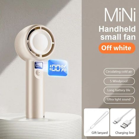 Nouveau mini ventilateur portable rechargeable USB, silencieux et rafraîchissant, avec affichage numérique et cinq vitesses de ventilation réglables.-AquaForge (1/5)