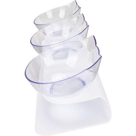 Gamelle surélevée pour chat, 3 gamelles transparentes amovibles avec protection cervicale, pour chat de compagnie (1/5)
