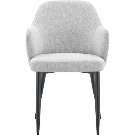 CHICFURN Lotto di 2 sedie da pranzo 83 cm in tessuto grigio chiaro, metallo nero (1/5)