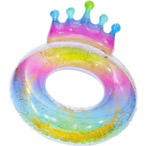 Bouée gonflable en forme de couronne, 100 cm, colorée, pour adultes et enfants, accessoire flottant destiné aux activités nautiques récréatives.-AquaForge (1/4)
