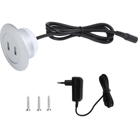 Prise de charge double USB 2.0 pour canapé relax électrique, pièce de mobilier domestique, argent, fiche UE 100-240V (1/5)