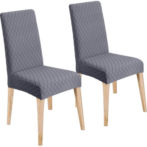 JSSEVN - Funda para silla, elástica, extraíble y lavable, para sillas de comedor, funda moderna para sillas de hogar, hotel, restaurante y banquetes, color gris. (1/4)