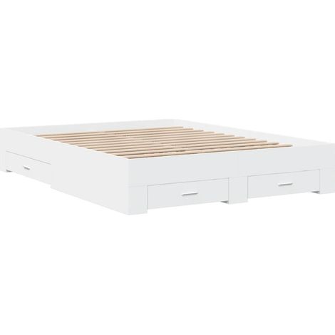 Bettgestell mit Schubladen Weiß 140x200 cm Holzwerkstoff vidaXL (1/4)