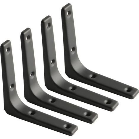 Équerre Étagère Murale, Équerre Métal Mat Noir, Support Étagère Métal pour Déco Cusine, Équerre Charge Lourde, 100mm100mm, 4pcs (1/4)