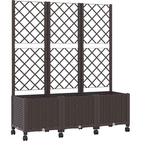Pflanzkübel mit Spalier und Rädern Braun 120 x 40 x 146 cm PP vidaXL