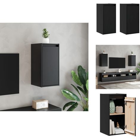 Armoires murales 2 pcs Noir 30x30x60 cm Bois de pin massif - Étagères Murales - Bibliothèque Murale - Rangement Mural - Meuble Suspendu - Décoration Murale (1/5)