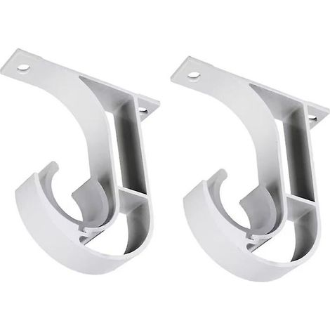 Supports de tringle à rideaux, supports de tringle à rideaux, supports de tringle à rideaux plafond/mur, crochets de tringle à rideaux en plastique (2 pièces, blanc) (1/5)