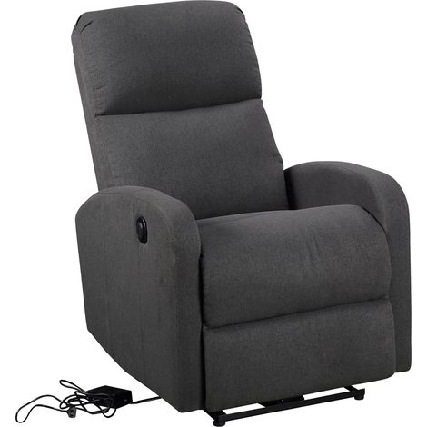 Happy Garden – Fauteuil électrique inclinable relax – Dossier et repose-pieds motorisés – Revêtement polyester anthracite – Dimensions L 92 à 159 × l 65 × H 80 à 101cm