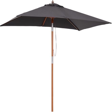 Outsunny Dunkelgrauer, neigbarer Sonnenschirm aus Holz, 2L x 1,5B x 2,3H m