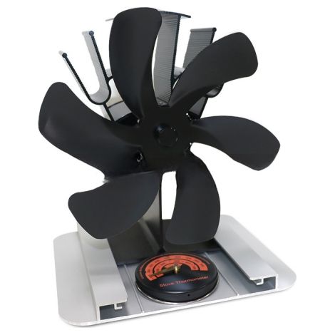 Ventilateur Poele à Bois 6 Pales avec thermomètre et panneau d'isolation thermique, Silencieux Ventilateur de Cheminée Alimenté Par la Chaleur (1/5)