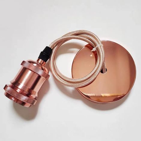 Support De Lampe E27 - Câble De Suspension 1 M - Base Métallique À Vis - Pour Décoration Intérieure - 1 Pièce (1/5)