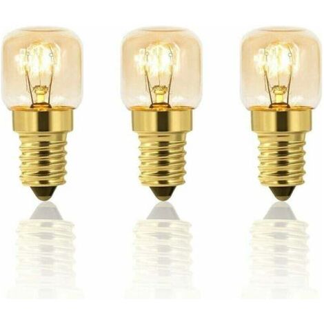 Lot de 3 Ampoule de Four 25W Dimmable, Edison E14 T22, 25W, Résistant jusqu'à 300 Degrés, 160LM, AC220V 2700K Blanc Chaud, Four Frigo, Lampe de Sel, Four, Fours Grill Classe énergétique G: (1/4)