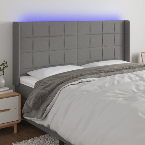 LED Kopfteil Dunkelgrau 183x16x118/128 cm Stoff (1/5)