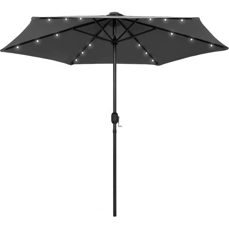 Parasol avec LED - Parasol de Jardin Parasol droit et mât en aluminium 270 cm Anthracite BV571896 - BonneVie (1/5)