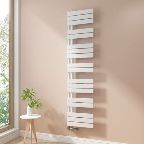 Heilmetz Handtuchheizkörper Warmwasser Badheizkörper Weiß 160 x 40 cm 691W Flach Design Seitenanschluss