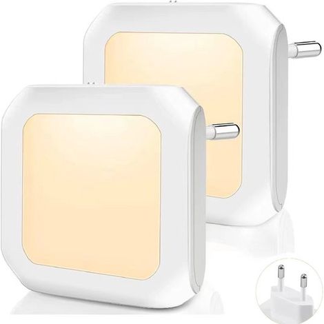 2 teiliges LED Nachtlicht Kindernachtlicht mit Stecker Dimmbares Sensor Nachtlicht Warmweißes Licht (2700 3200 K) Mit automatischem Dämmerungssen (1/5)