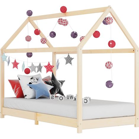 Lit cabane-90 x 200 cm, Cadre de lit d'enfant Bois de pin massif PDKEI73734 (1/5)