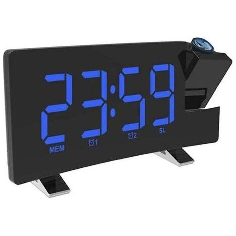 Horloge Réveil à projection, radio-réveil numérique avec chargeur USB,variateur de luminosité à gamme complète 0-100 %,double réveil pour gros dormeur,répétition (1/3)