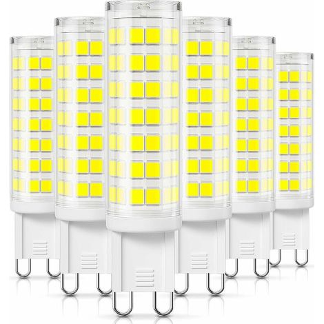 Ampoule LED à intensité variable, blanc froid 5000 K, 5 W remplace l'ampoule halogène 50 W, lampe G9 220 V, idéale pour salle de bain, suspension, lot de 6. (1/5)